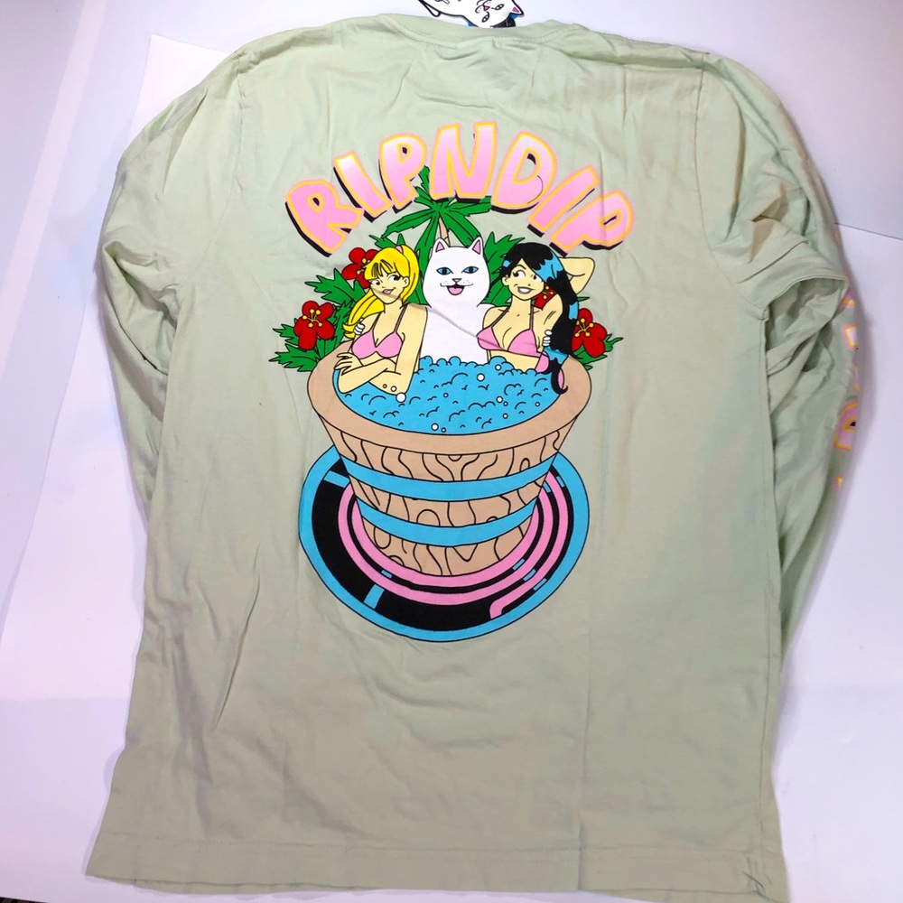 RipNDip Long Sleeve Sz Small Hot Tub T-Shirt Sage